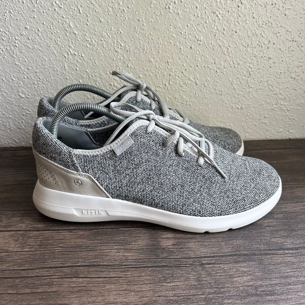 Kizik Madrid Eco Knit Handsfree Comfort Shies Heathered Grey White Mens Size 9 W